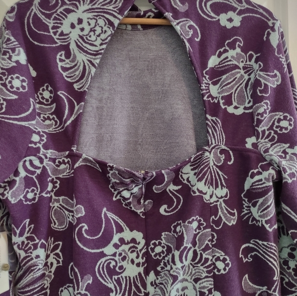 Anthropologie Mock Neck Floral Print Cutout Back Mini Dress - Picture 11 of 16